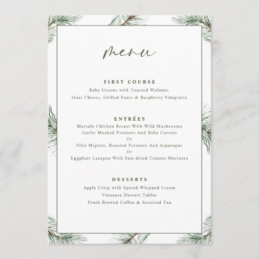 エバーグリーンパインツリーホリデークリスマス メニュー (正面)