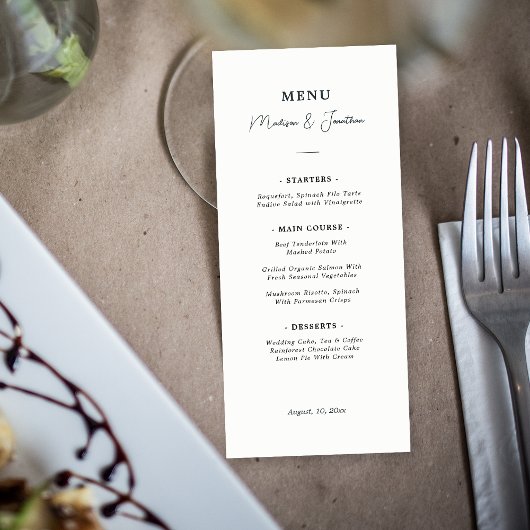 エバーグリーンパインツリーマウンテンブラック&ホワイト結婚ズ メニュー