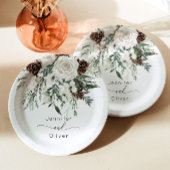 エバーグリーンフェスティバル冬のエレガントな結婚式 ペーパープレート