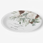 エバーグリーンフェスティバル冬のエレガントな結婚式 ペーパープレート (アングル)