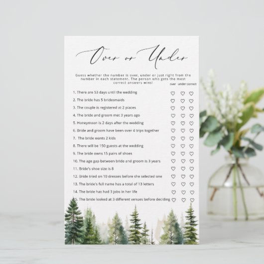 エバーグリーンフォレストの上または下のブライダルシャワーゲーム (スタンド正面)