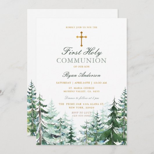 エバーグリーンフォレストクロスボーイファースト聖餐式 招待状 (正面/裏面)