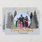 エバーグリーンフォレストファミリーフォトクリスマスカード シーズンカード (正面/裏面)