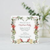 エバーグリーンフローラベリーフレームホリデーパーティー招待状 招待状 (スタンド正面)