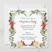 エバーグリーンフローラベリーフレームホリデーパーティー招待状 招待状 (正面)