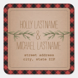 エバーグリーンブランチのプレイドアドレスのステッカー スクエアシール