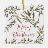 エバーグリーンブランチフェスティバルホリデーフォトクリスマス セラミックオーナメント (正面)
