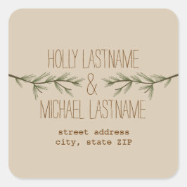 エバーグリーンブランチ住所ステッカー スクエアシール