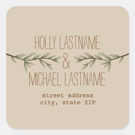 エバーグリーンブランチ住所ステッカー スクエアシール (正面)