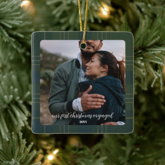 エバーグリーンプレイド婚約 | フラ素朴ンネルタータンチェック セラミックオーナメント