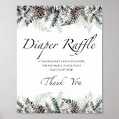 エバーグリーンベイビーシャワーおむつラッフルサイン ポスター (正面)
