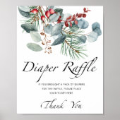 エバーグリーンベイビーシャワーおむつラッフルサイン ポスター (正面)