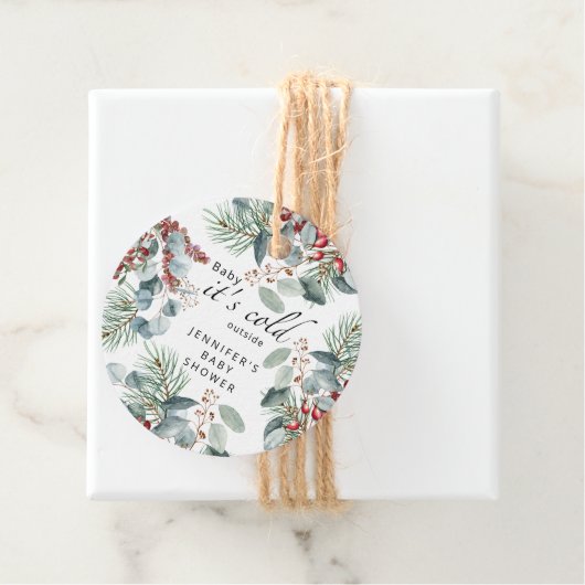 エバーグリーンベビーその冷たい外の赤ちゃんシャワー フェイバータグ (インサイチュ)