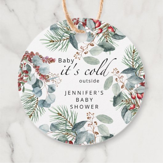 エバーグリーンベビーその冷たい外の赤ちゃんシャワー フェイバータグ (裏面)