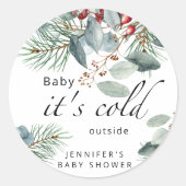 エバーグリーンベビーその冷たい外の赤ちゃんシャワー ラウンドシール (正面)