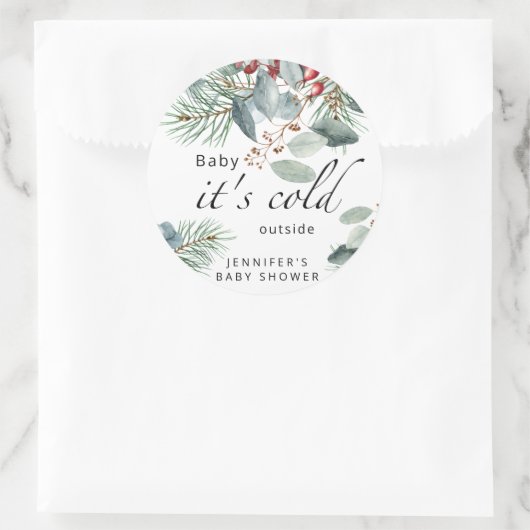 エバーグリーンベビーその冷たい外の赤ちゃんシャワー ラウンドシール (バッグ)