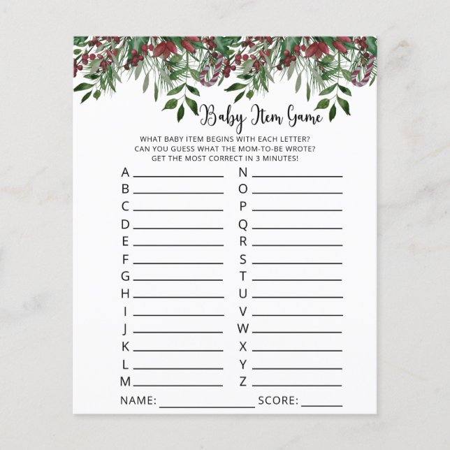 エバーグリーンベビーアイテムゲーム。赤ちゃんシャワーゲーム (正面)