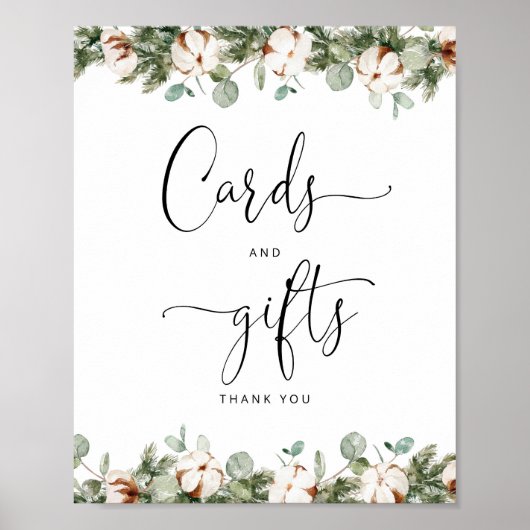 エバーグリーンベビーシャワーカードとギフト ポスター (正面)