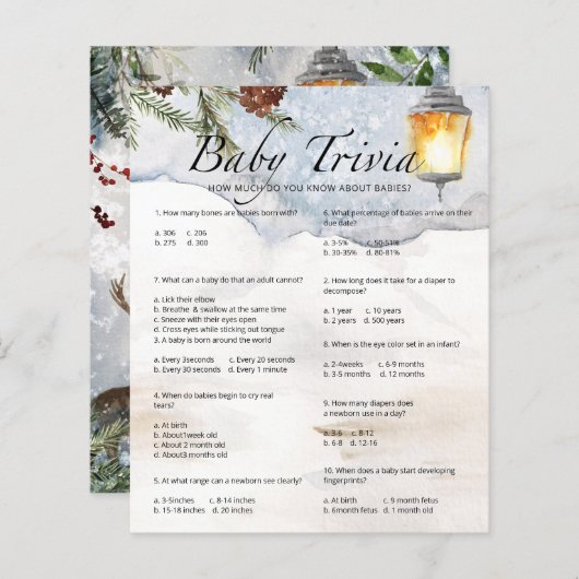 エバーグリーンベビートリビアベビーシャワーゲーム (正面/裏面)