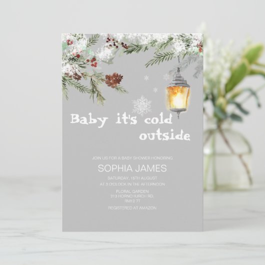 エバーグリーンベビー外の赤ちゃんシャワーが冷たい 招待状 (スタンド正面)