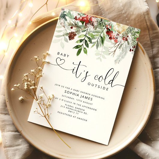 エバーグリーンベビー外の赤ちゃんシャワーが冷たい 招待状