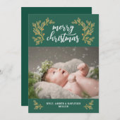 エバーグリーンホリークリスマスホリデーカード シーズンカード (正面/裏面)