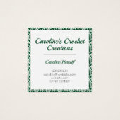 エバーグリーンホワイトクロチェットレースパターンの名刺 (正面)