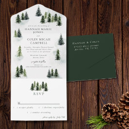 エバーグリーンマウンテングレンホワイトグリーンブラック オールインワン招待状