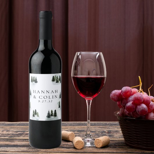 エバーグリーンマウンテングレンホワイトグリーンブラック ワインラベル