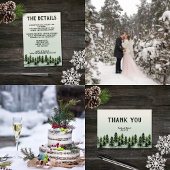 エバーグリーンマウンテンフォレストグリーンホワイトブラック 招待状ベリーバンド