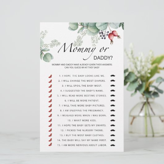 エバーグリーンママまたはパパ赤ちゃんシャワーゲーム (スタンド正面)