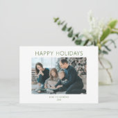 エバーグリーンミニマリストのハッピーホリデー シーズンカード (スタンド正面)