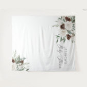 エバーグリーンミニマルエレガント冬の赤ちゃんシャワー タペストリー (正面(横))