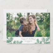 エバーグリーンモダンパインシンプルフォトクリスマス シーズンカード (正面)