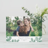 エバーグリーンモダンパインシンプルフォトクリスマス シーズンカード (スタンド正面)