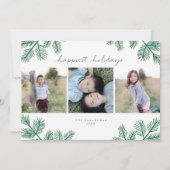 エバーグリーンモダンパインミニマル3写真クリスマス シーズンカード (正面)