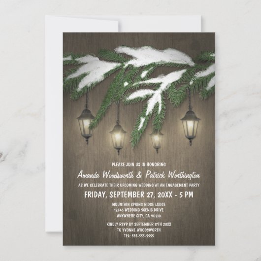 エバーグリーンランタン婚約パーティ招待状 招待状 (正面)