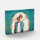 エバーグリーンリースオンターコイズクリスマス フォトブロック (左)
