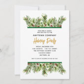 エバーグリーン企業のホリデークリスマスパーティー 招待状 (正面)