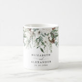 エバーグリーン冬の結婚クリスマス コーヒーマグカップ (中央)