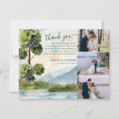 エバーグリーン湖3フォトウォーターカラー結婚ズ サンキューカード (正面)