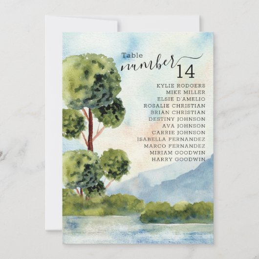 エバーグリーン湖 水彩画 卓上席次表 (正面)