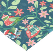 エバーグリーン花模様の居心地の良いクリスマスバード ショートテーブルランナー (コーナー)
