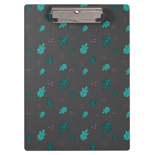 エバーグリーン葉ツリーズ&レッドホリーベリー クリップボード (正面)