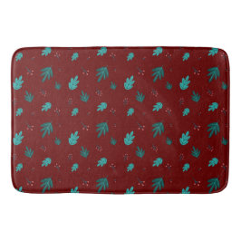 エバーグリーン葉ツリーズ&レッドホリーベリー バスマット