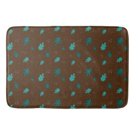 エバーグリーン葉ツリーズ&レッドホリーベリー バスマット