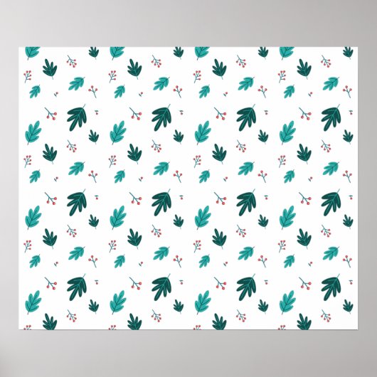 エバーグリーン葉ツリーズ&レッドホリーベリー ポスター (正面)