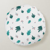 エバーグリーン葉ツリーズ&レッドホリーベリー ラウンドクッション (裏面)