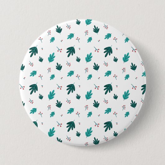 エバーグリーン葉ツリーズ&レッドホリーベリー 缶バッジ (正面)