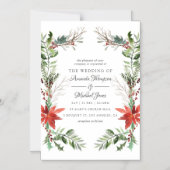 エバーグリーン – ウィンタータイドウッドランド結婚クリスマス マグネット招待状 (正面)